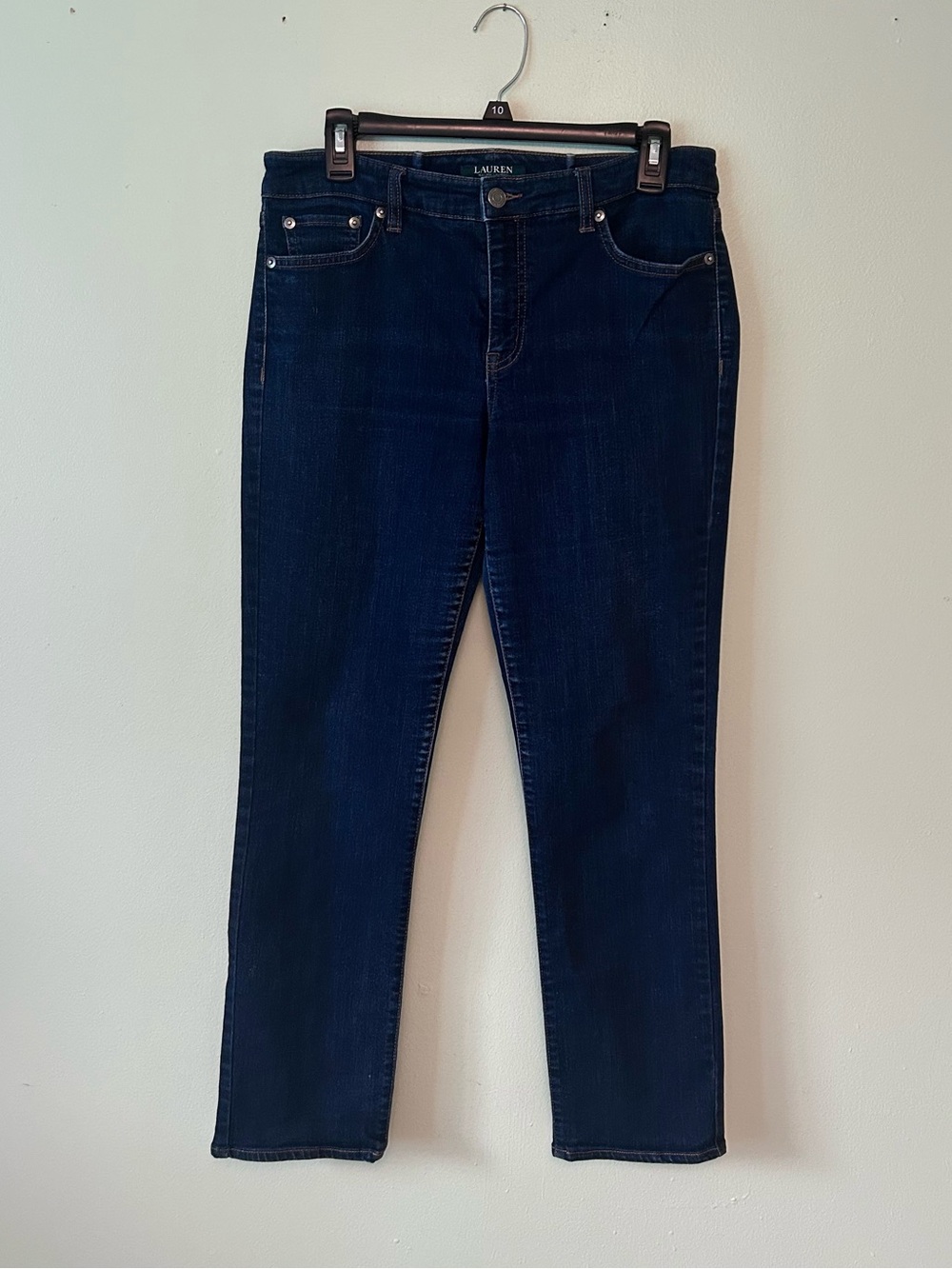 Lauren Ralph Lauren Modern Straight Curvy Dark Wash 92% Cotton Denim Jeans Sz 10 - Picture 2 of 7